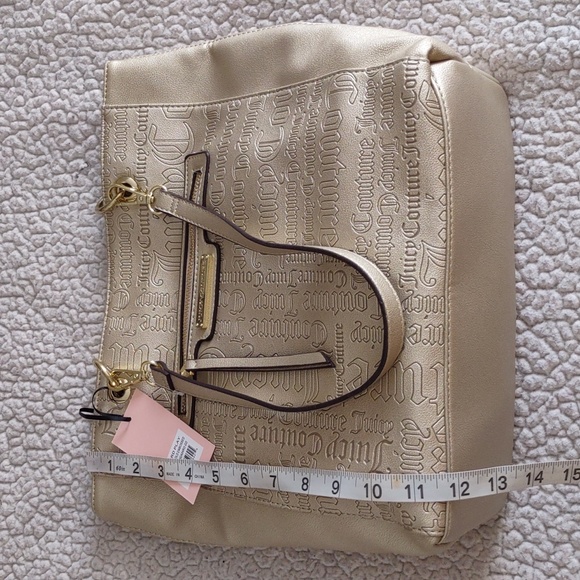 NWT Juicy Couture Word Play Gold Embossed Metallic Tote Bag - Picture 7 of 16